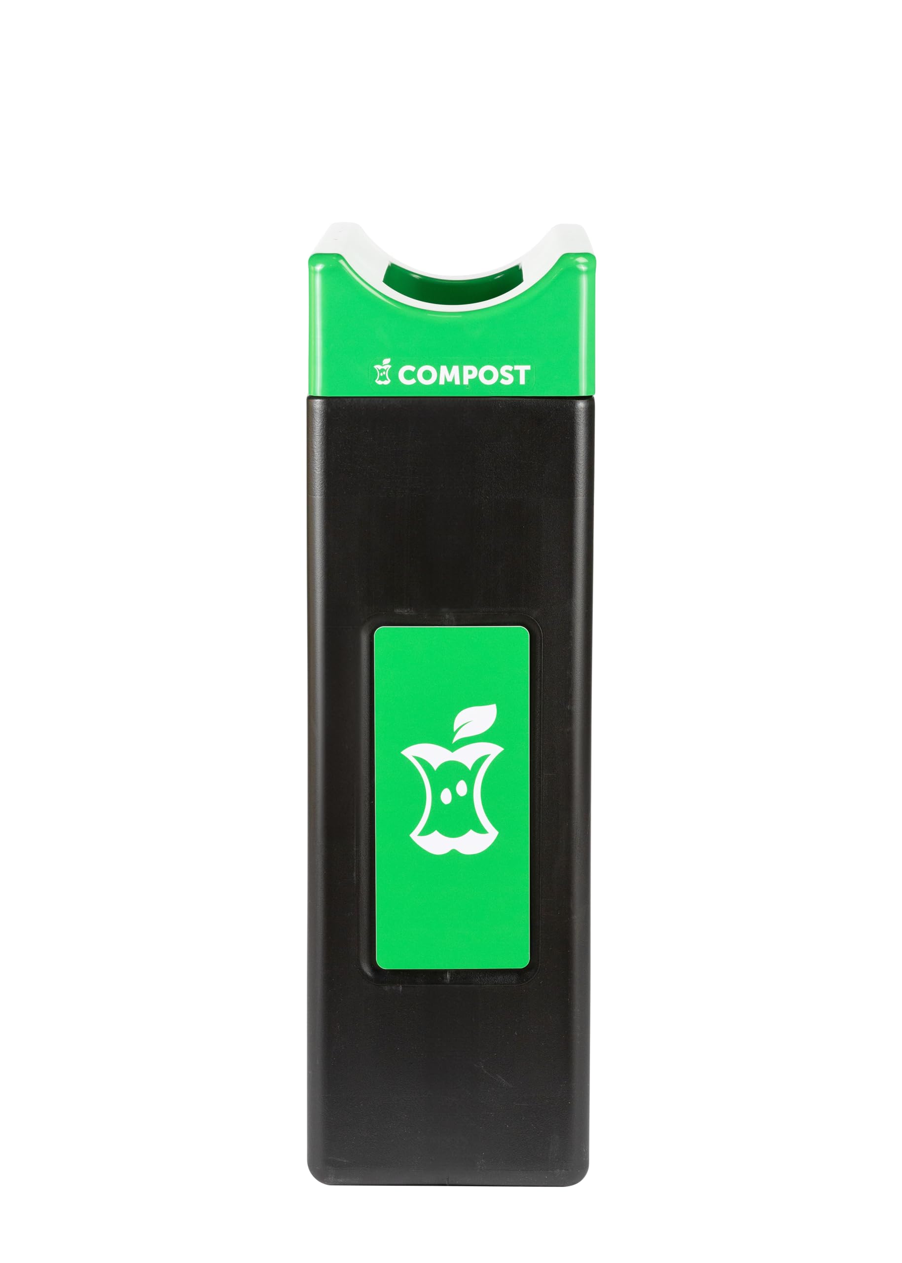 Avante™ Series Made in The USA, Black Compost Container, 30-Gallon Narrow, Green Compost Panel, Green Lid, Open Top, Liner Included