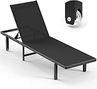 Vista 14 de Sillones de piscina, tumbona al aire libre con ruedas y sillón reclinable de 5 posiciones, fácil de mover, silla de aluminio para patio, junto a
