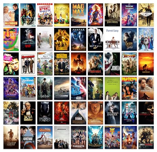 Image of Pack of 54 Movie Wall Collage Kit Posters - 4 x 6 Inches Wall Decor Poster - Wall Art For Bedroom, Living room, Office - 1 Tissue Tape