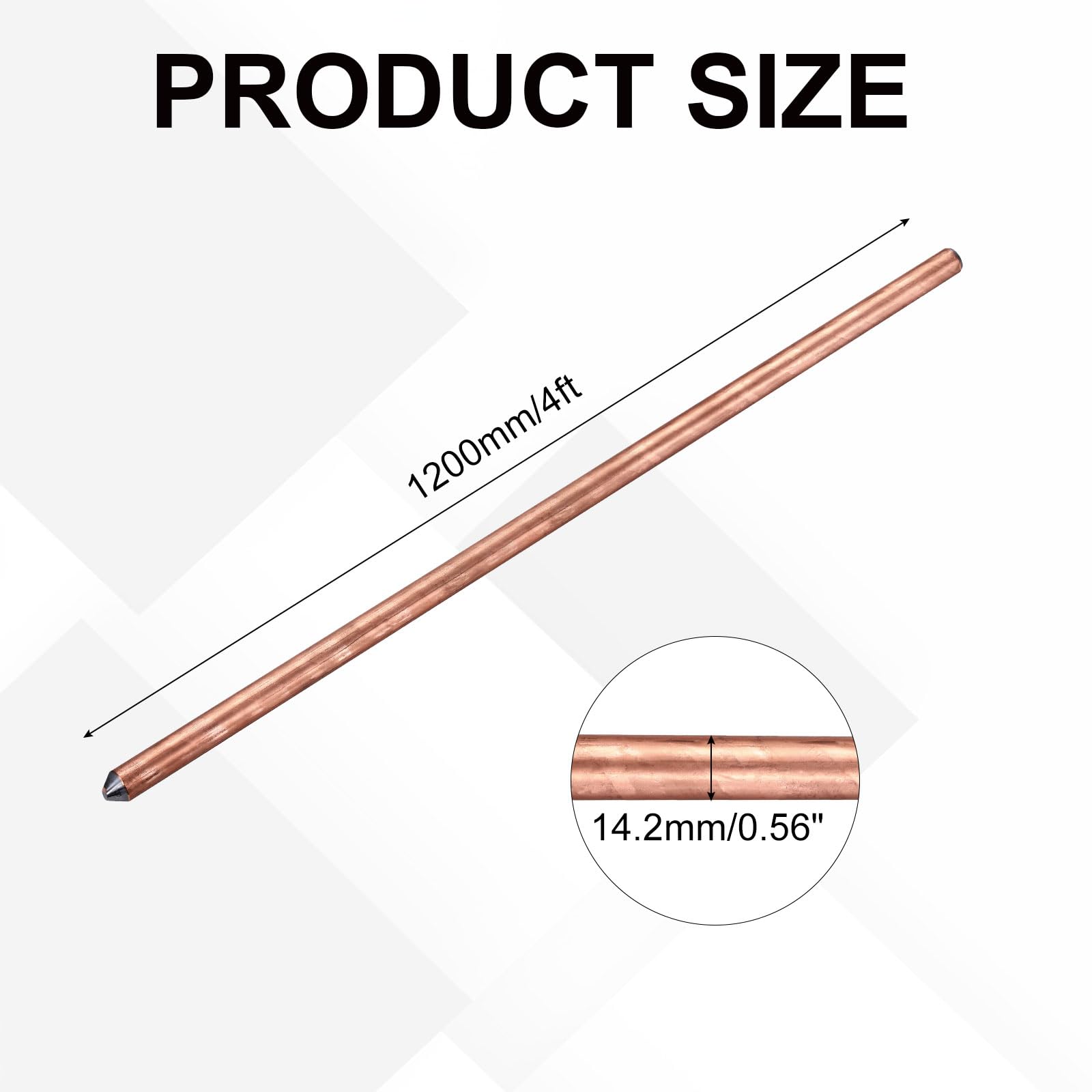 QUARKZMAN 4 Pies Cobre Tierra Puesta Varilla - 3/5" Diámetro Ideal para Eléctricas Cercas, Parabólicas Antenas, TV Antenas, Piscinas Tierra Puesta Varillas Otros Necesidad 2uds
