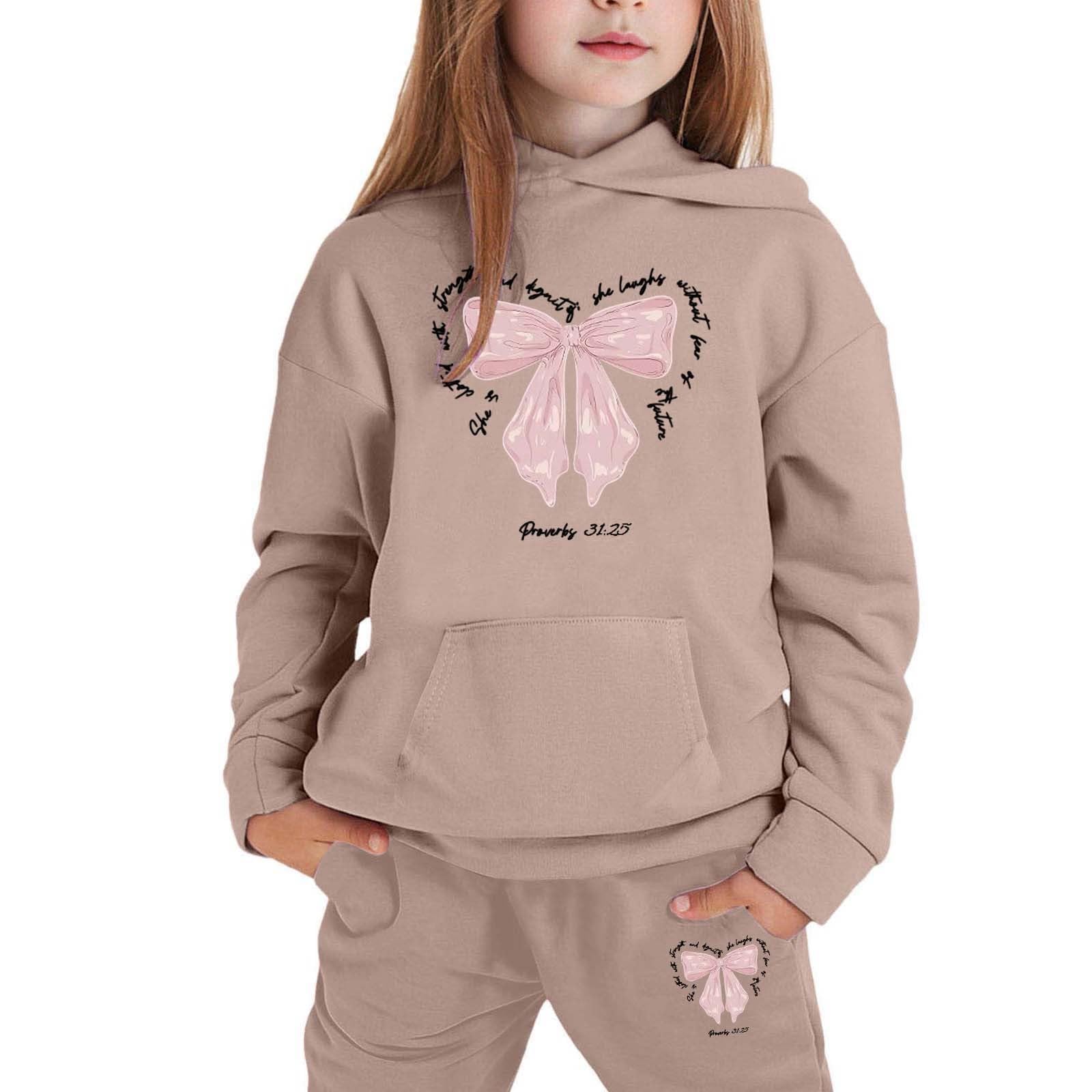 Générique 2 Pièces Ensembles Fille Survêtement Unisexe Lettres Pull Et Joggers Avec Poches Training Sweat-Shirt Manches Longues Coupe Ensemble De Jogging Chaude Rentrée Scolaire