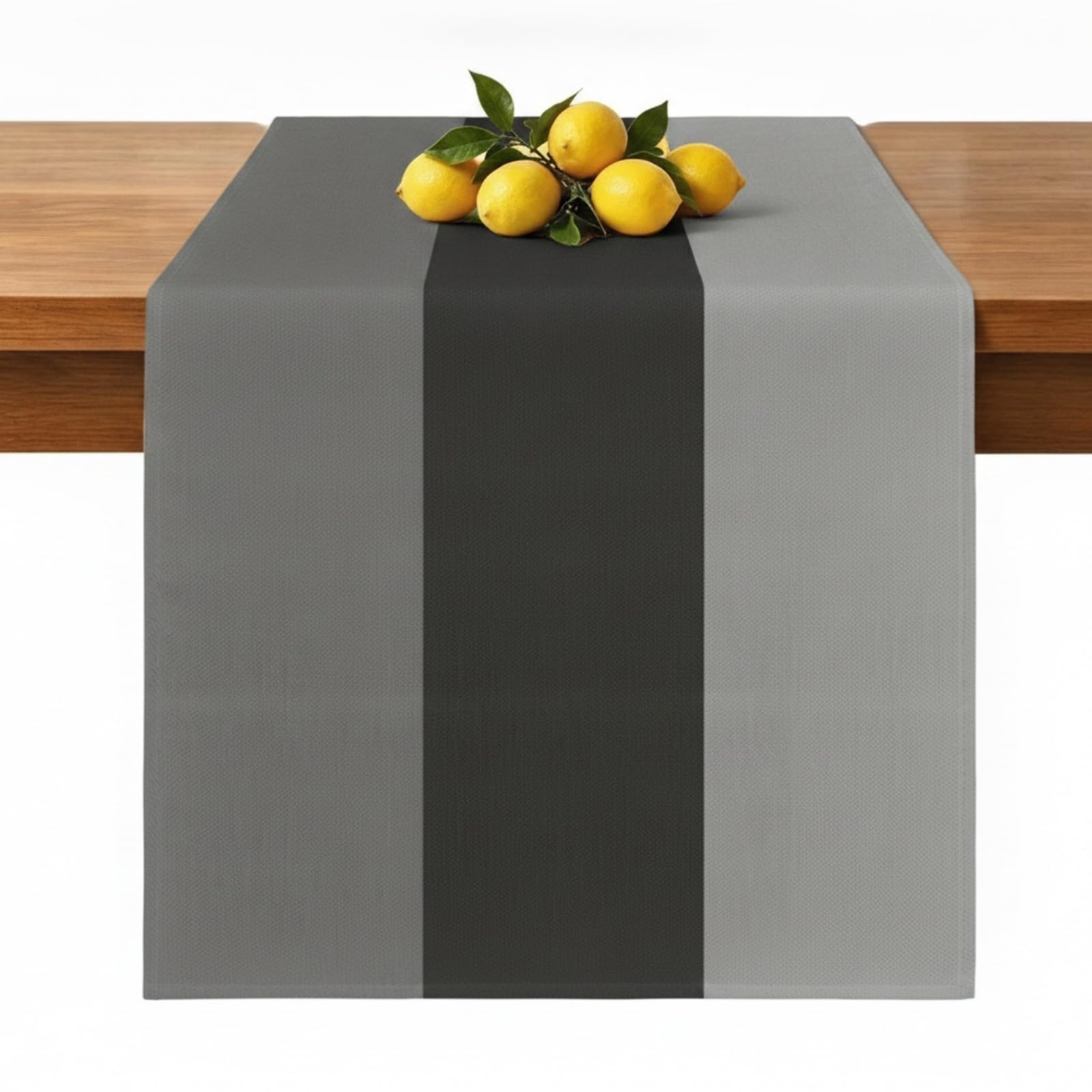 Gray Black Table Runner Washable Linen Look 40 x 100 cm Rustic