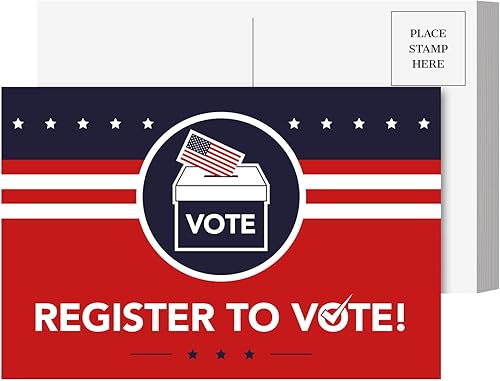 Regístrese para votar  Tarjetas postales patrióticas en blanco para la campaña electoral de Estados Unidos  Disponible (no necesita sobres)  El