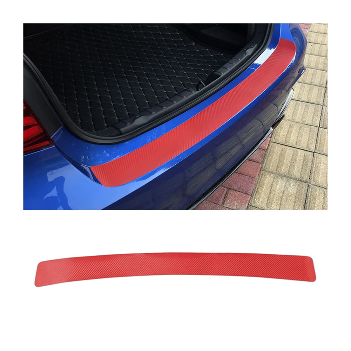zipelo Car Rear Bumper Guard Protector, 40.9" Scratch-Resistant Trunk Door Entry Guards, PVC Carbon Fiber Pattern Vehicle Bumper Guard, Auto Exterior Accessory Trim Cover for Most SUV/Cars (Red)