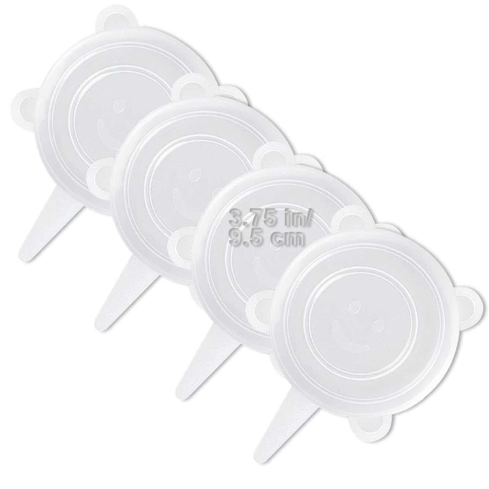 4 Pack Same Size Silicone Stretch Lids: Thicker Reusable Sturdy Covers for Containers – Expandable Food Storage, Yogurt Pot Lids, Can for Tins – Dishwasher and Freezer Safe (9.5cm)