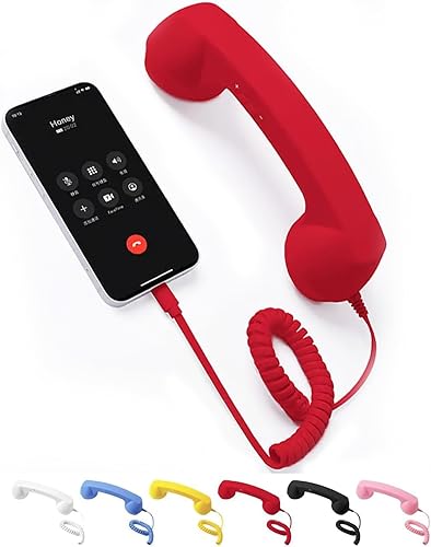 Miniatura 9 de Teléfono retro con cable, teléfono celular para iPhone, receptor de mango fijo estilo teléfono tipo C con micrófono, botón de respuesta, práctico