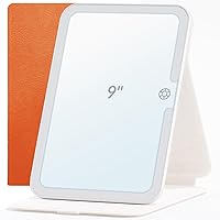 Vista 1 de Espejo de maquillaje de viaje con luces, espejo de tocador iluminado, 9 pulgadas, naranja cósmico