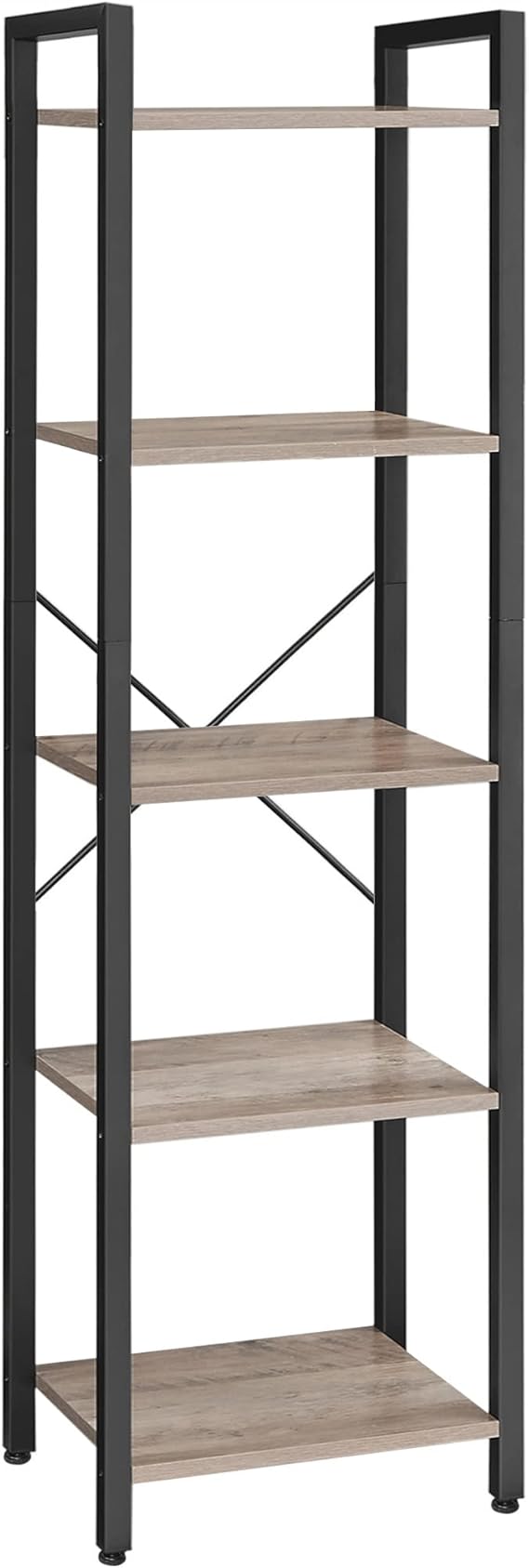 VASAGLE Bookcase, Bookcase 5Tier Storage Rack with Standing Display