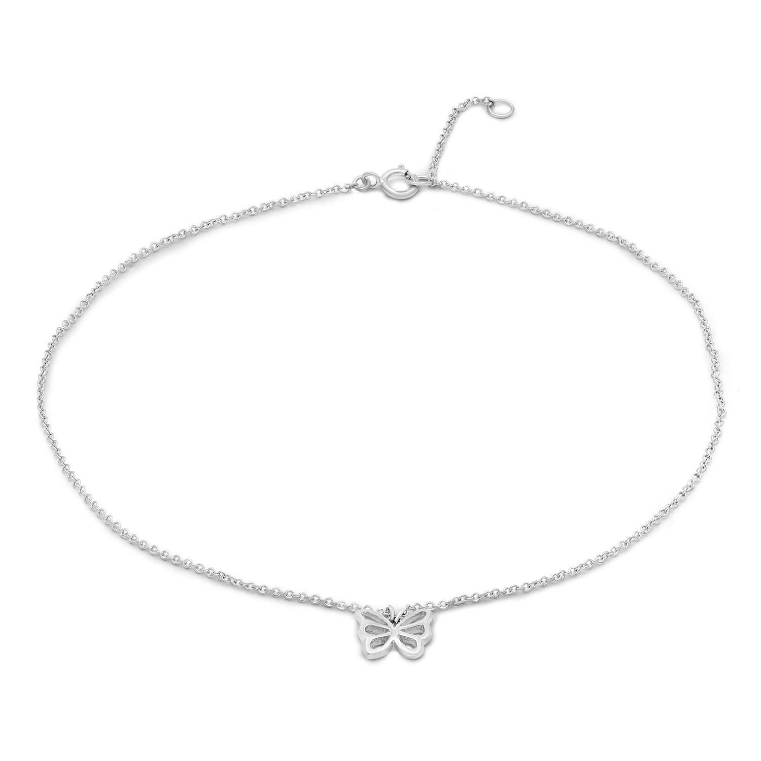 JEWELEXCESS Ankle Bracelet for Women – .925 Sterling Silver Anklets for Women – Butterfly Anklets fo