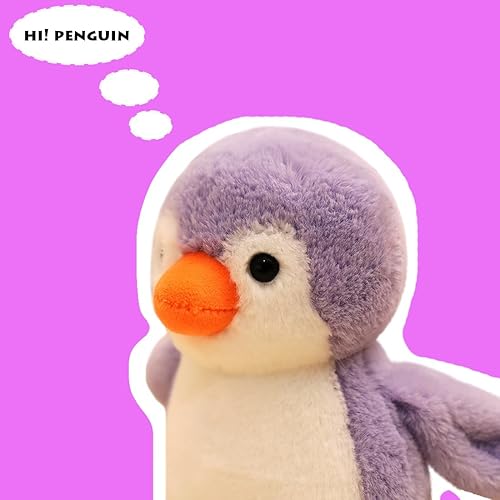 Miniatura 2 de ELAINREN Cuddly - Pingüino de peluche de pingüino gris, lindo pingüino azul alegre, regalos para Navidad y Halloween, 13.8 pulgadas (solo para