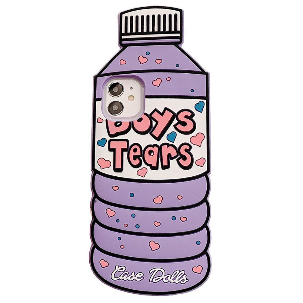 MME Case for iPhone 11 6.1'' Case Boys Tears Phone Case Cute 3D Cartoon Soft Silicone Funny Pretty Shockproof Cover for Girls Kids Woman, Purple