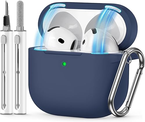 Miniatura 14 de Funda para AirPods 4 2024, viene con kit de limpieza, funda protectora de silicona suave para fundas Apple AirPods de 4ª generación con llavero,