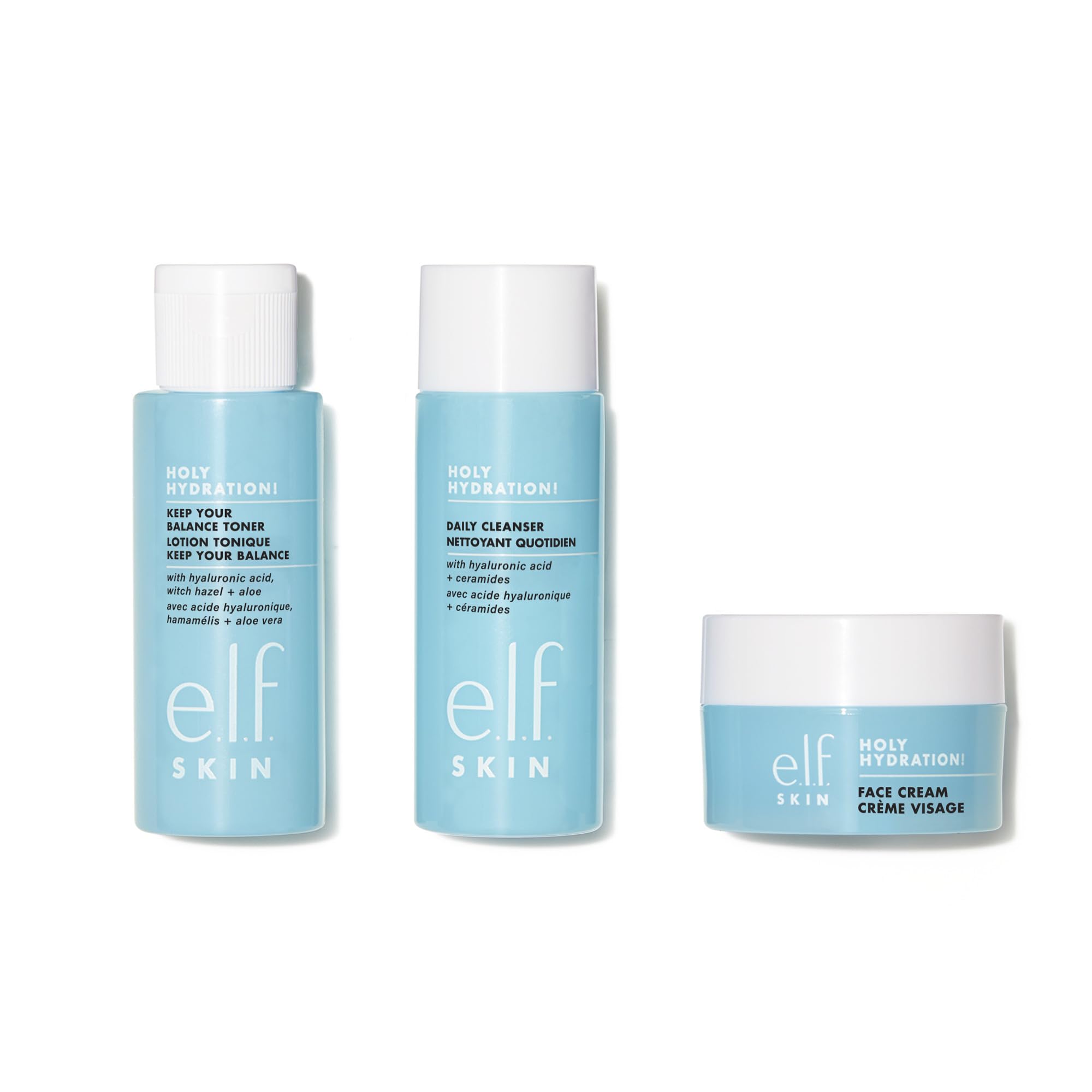 e.l.f. SKIN Holy Hydration! Reiniger, Toner & Feuchtigkeitscreme Für Hydratisierte & Ausgeglichene Haut, Reisefreundlich
