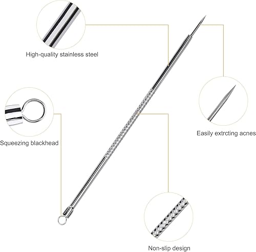 Miniatura 4 de Herramienta para eliminar puntos negros, kit de herramientas para reventar espinillas, extractor de puntos negros para cara, nariz, acné, poros de