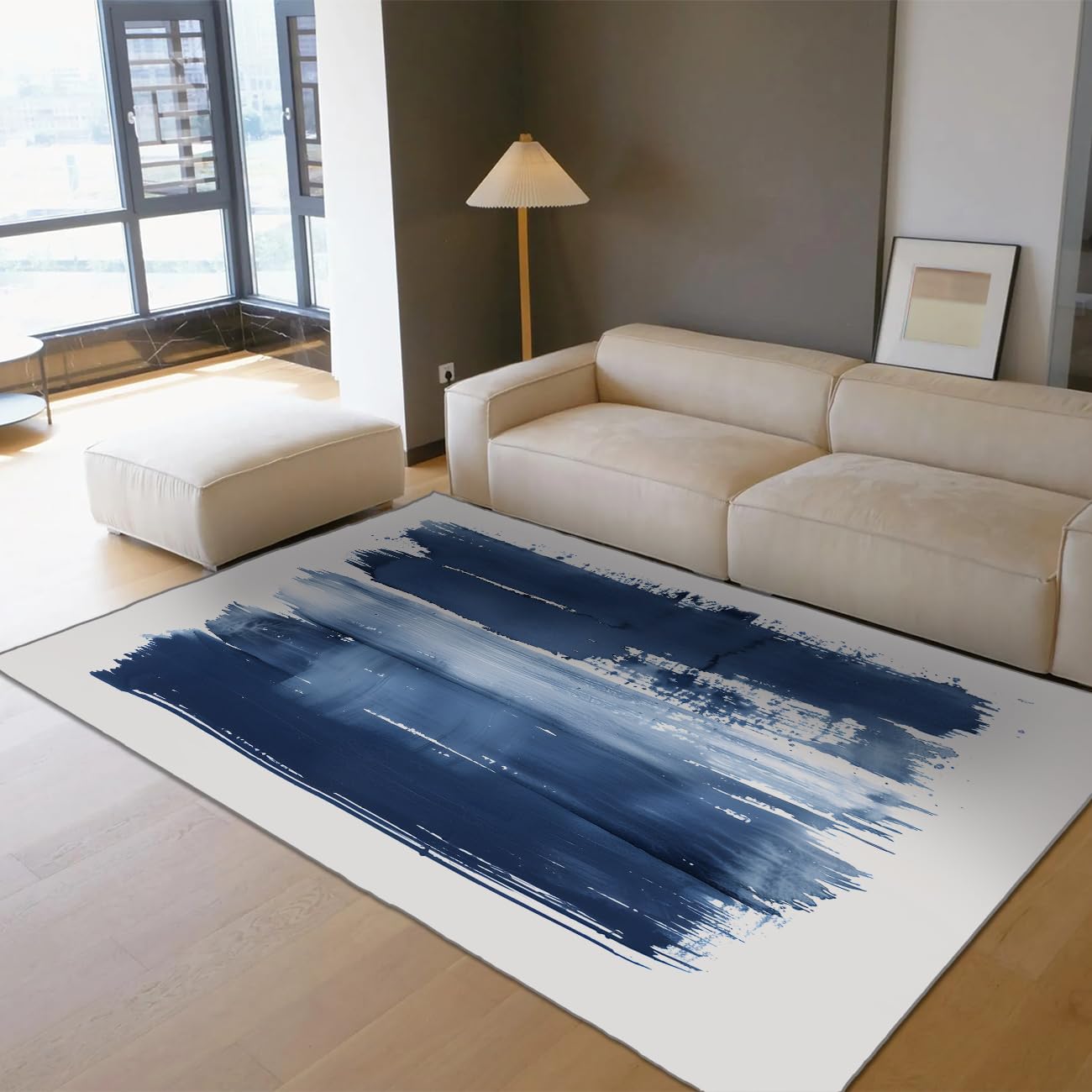Tapis antidérapant aquarelle grand format lavable pour salon et crèche