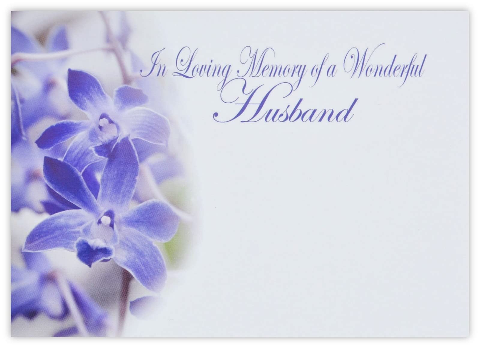 celloexpress In Loving Memory Husband (Periwinkle) Flower Message Cards - 90mm x 125mm - Bereavement Florist Card Sympathy Condolences Notes (Pack of 12)