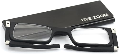 Eye ZOOM - Gafas de lectura con clip ultrafinas con funda para hombres y mujeres, color negro y tortuga