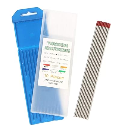 3NH Welding kit 10Pcs 3/32inch x 7inch - 2.4x175mm RED WT20 2% Thoriated Tungsten Welding TIG Electrode Welding Rods Tools