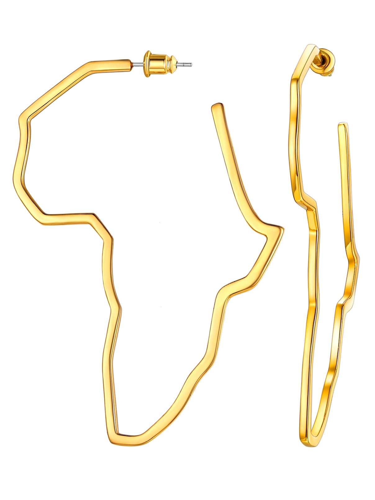 FaithHeart African Earrings for Women, 14K Gold Plated Stainless Steel Large Hoop Earrings Hypoallergenic Lightweight Huggie Hoops Womens Jewelry with Gift Box