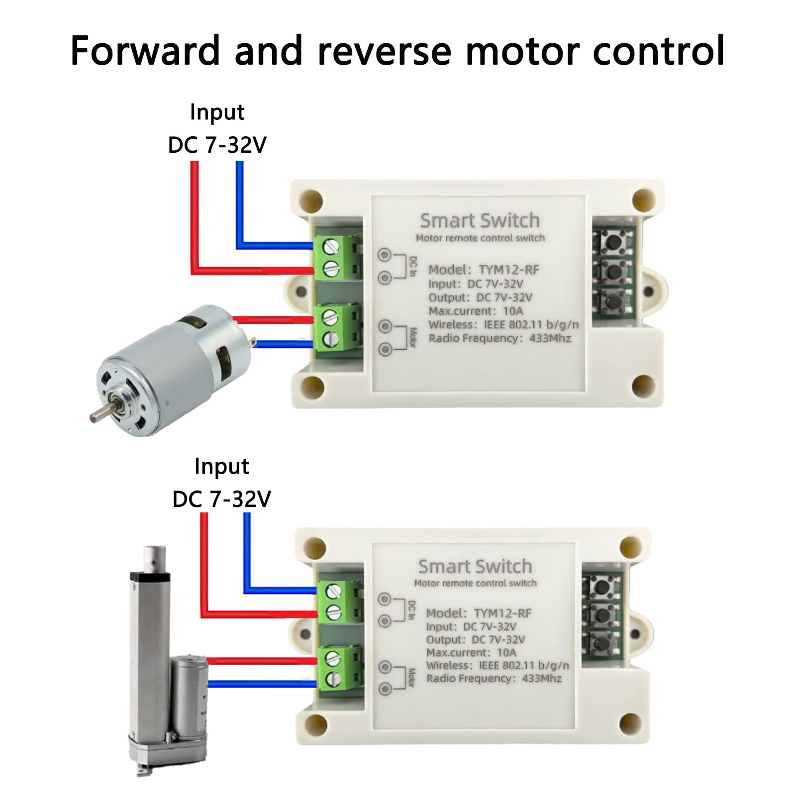 Jane Eyre Controlador inteligente WiFi para motores de CC Tuya para la Smart Life App Control remoto de actuadores lineales de 12V/24V y varillas de empuje eléctricas,Válvula solenoide,cabrestante