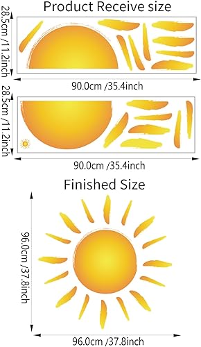 Miniatura 2 de Calcomanías de pared de 37.8 x 37.8 pulgadas, diseño bohemio de acuarela para despegar y pegar, calcomanías de pared de PVC con salida del sol,