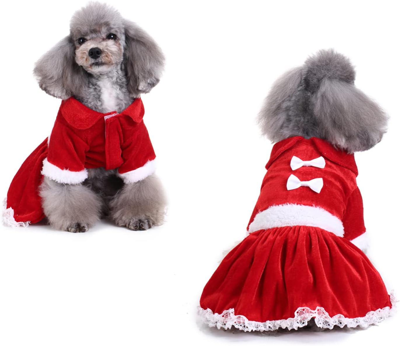 AWOCAN Dog Cat Christmas Costume Dance Skirt Satin Bow Pet Dress Party Dress Christmas Skirt Adorable New Year Pet Clothes Dog Cat Red Dress Pet Supplies (M) : Pet Supplies