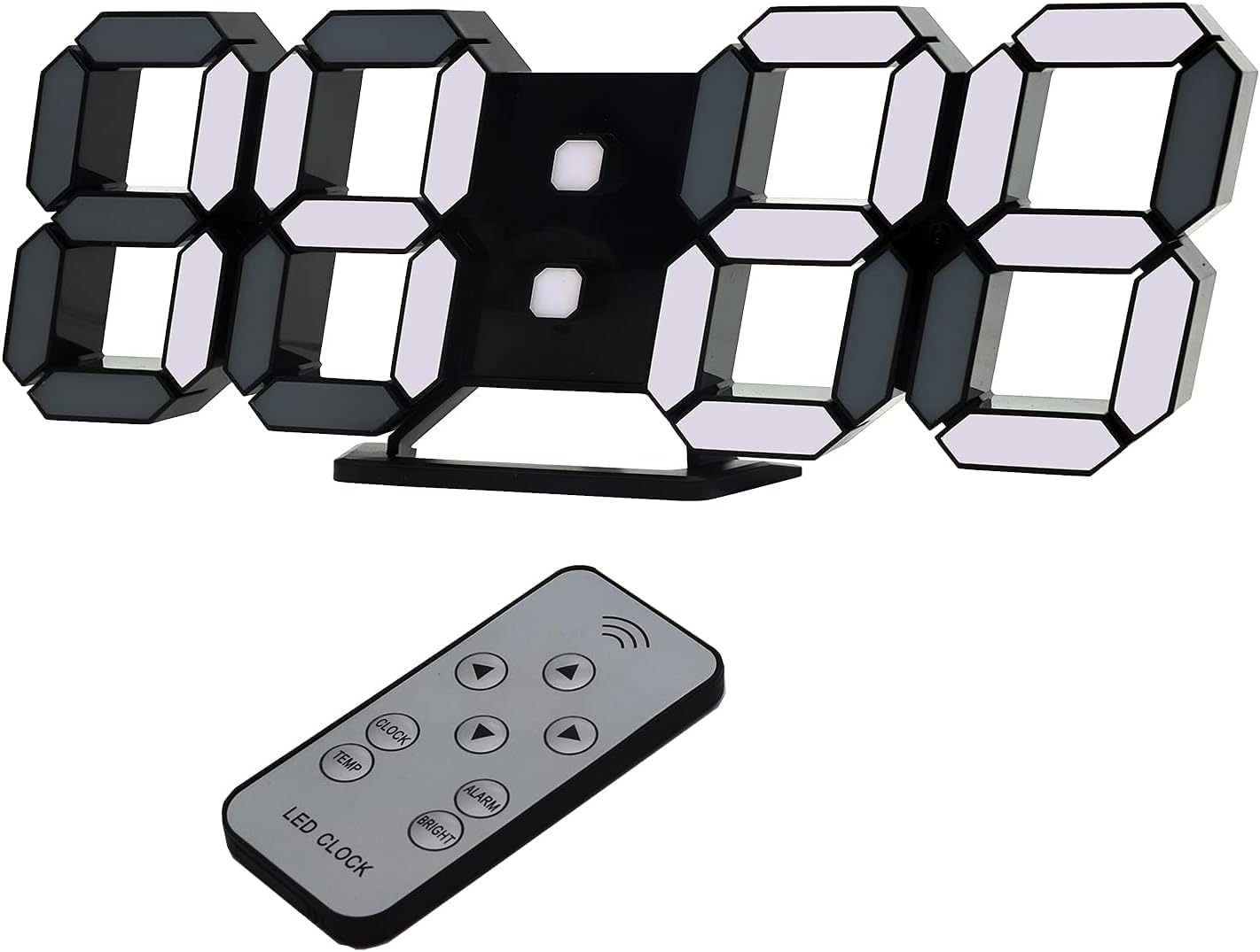 EDUP HOME 9.7" 3D LED Digital Wall & Desk Clock with Remote Control, Alarm Table Clock with Snooze, Adjustable Brightness, 12/24H Time, Date & Temperature Display for Office, Bedroom, Home, Black