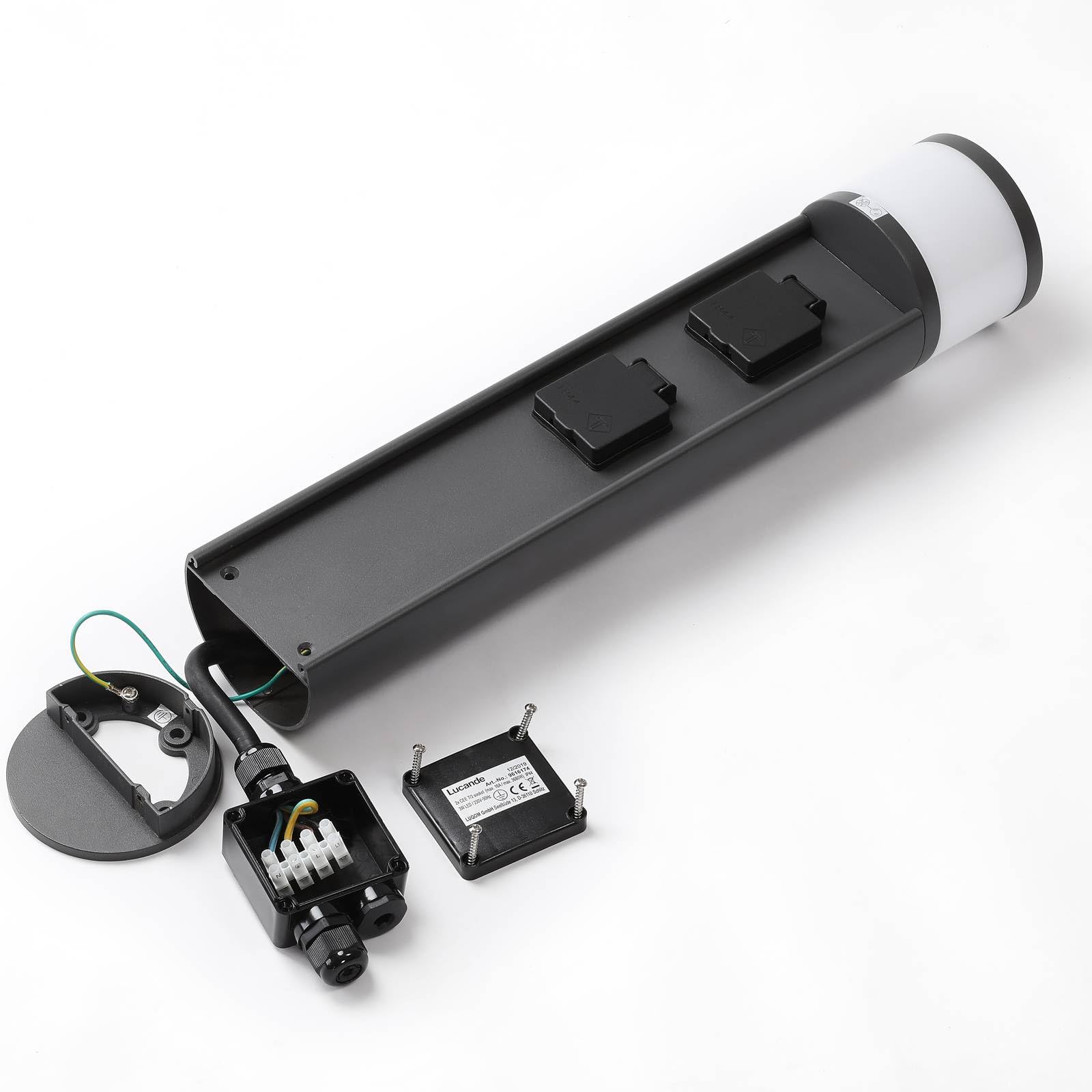 Lucande Bombillas LED baliza de jardín en antracita, luz camino exterior
