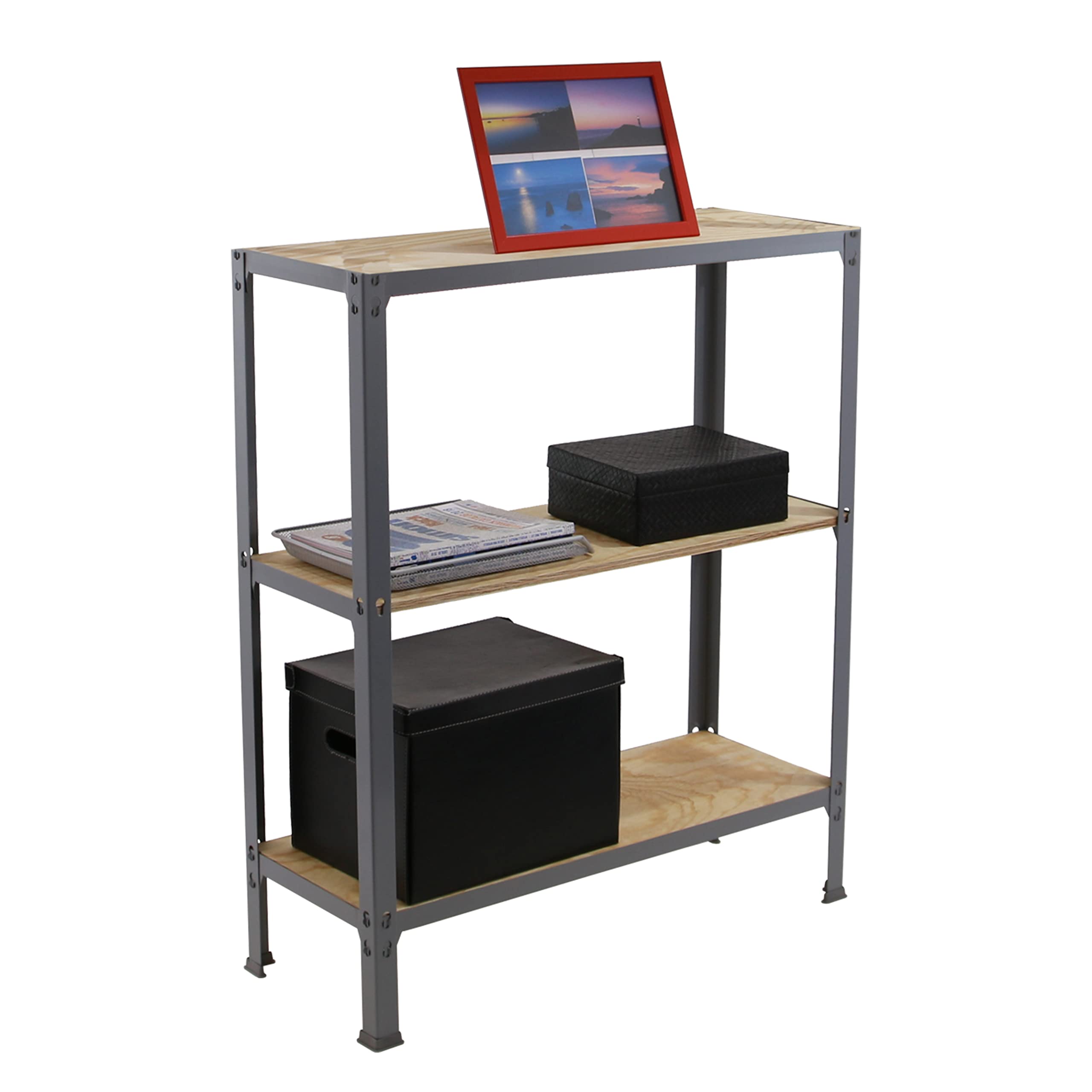 Simon Rack Estanteria metalica sin tornillos SIMONHOME CLICK PLYWOOD MINI 3/300 GRIS/PINO