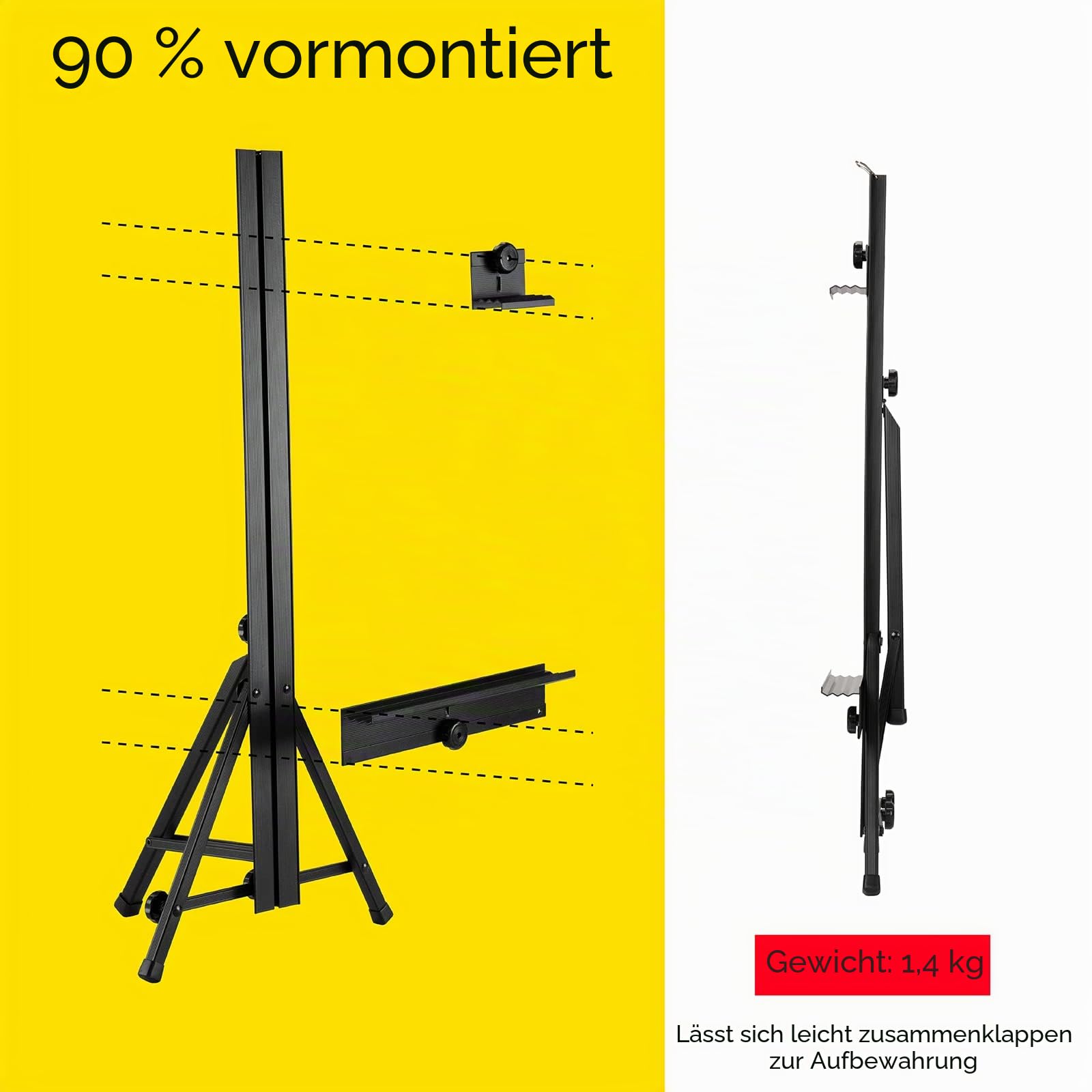 MEEDEN Tischstaffelei aus Aluminium, Verstellbare Ausstellungsständer Hochzeit, Kunststaffelei für Gemälde, Fotos und Schilder, Hält Leinwand oder Tafeln bis zu 60cm