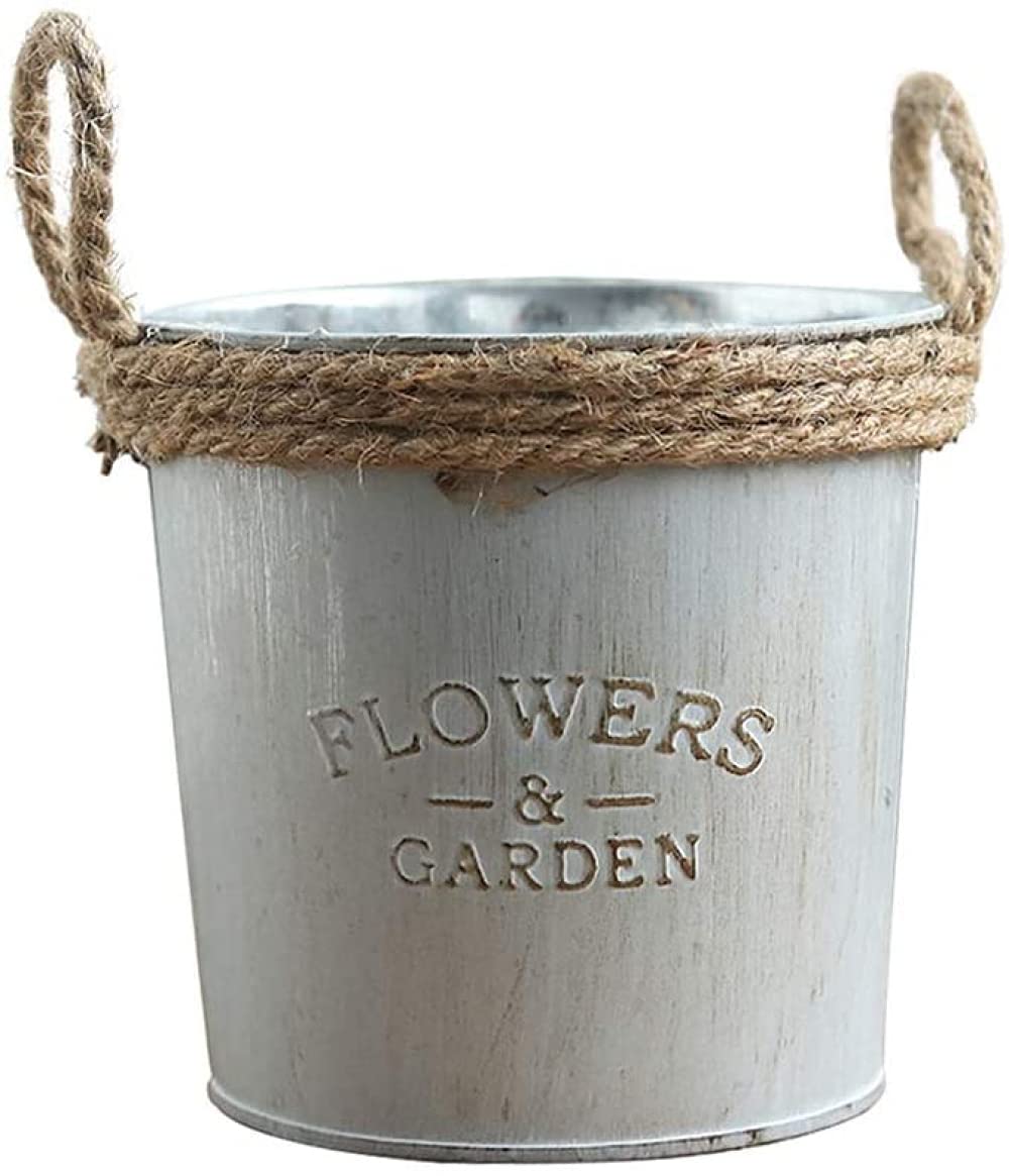 Metal vases, Primitive Bucket Country Pitcher Flower Holder for Home Garden Wedding Party Decor(Small)