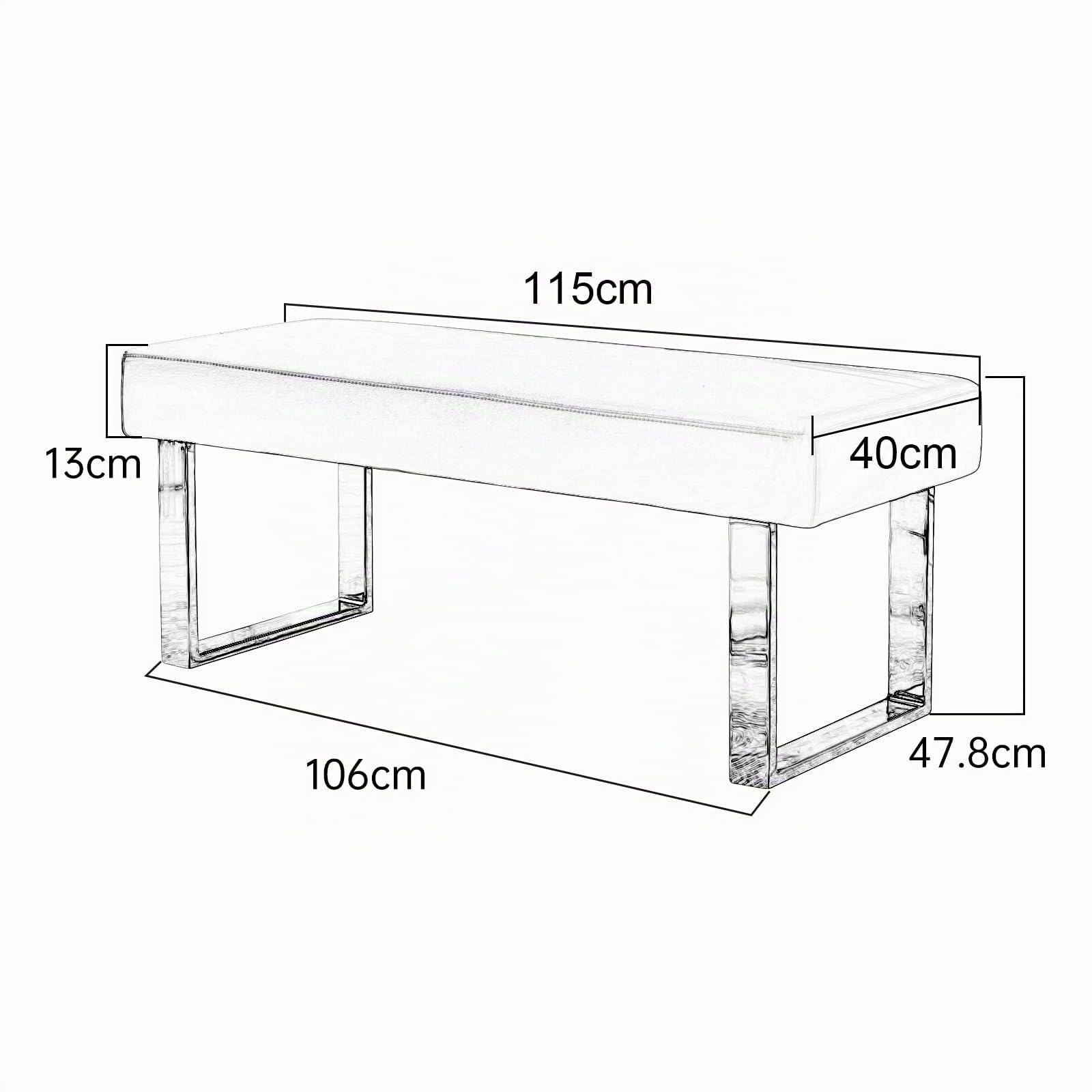 Banc de Salle à Manger Moderne avec Rembourrage, Banc de Chambre pour Coin intérieur avec Pieds en métal, Banc en Cuir synthétique pour entrée, Cuisine, Salon