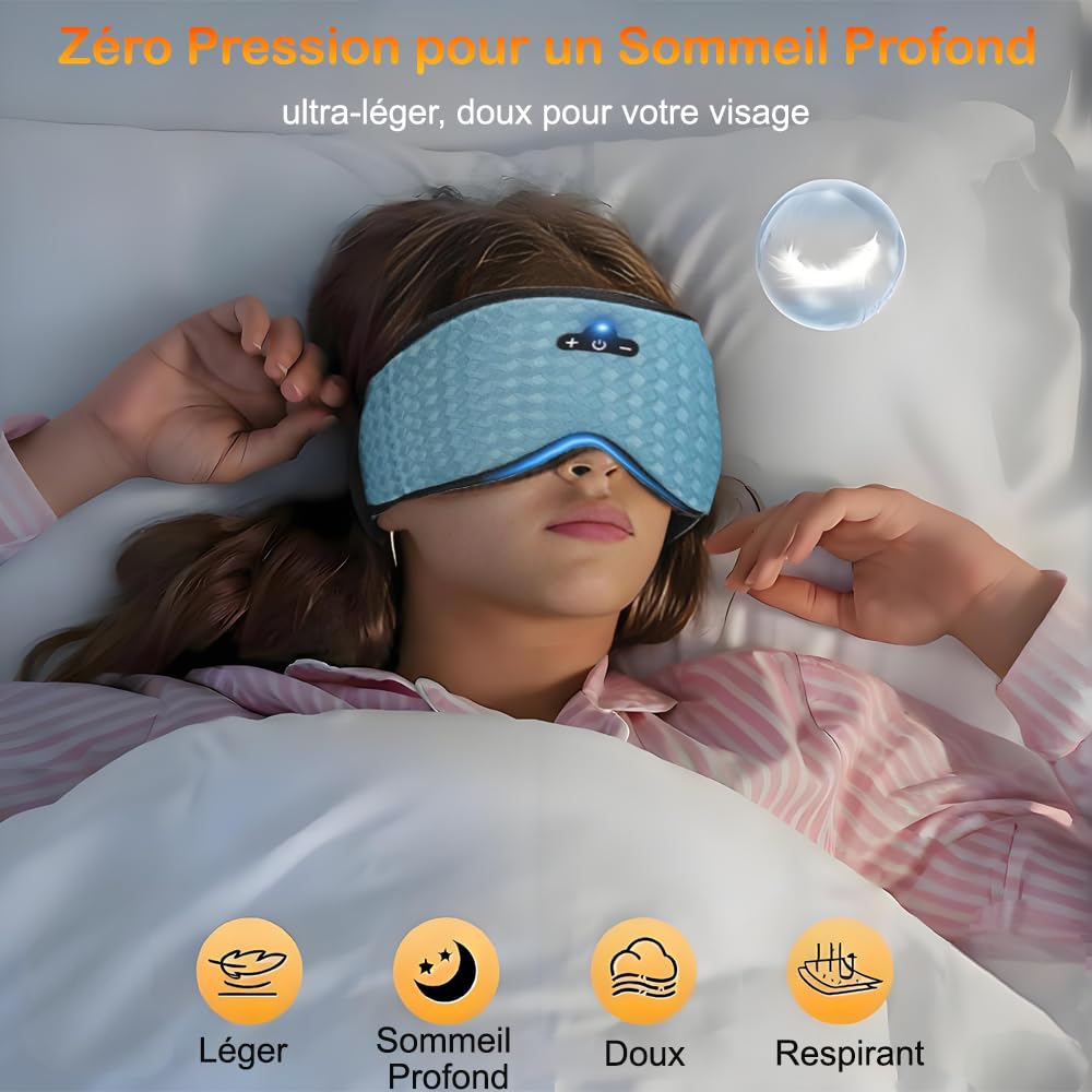 Masque de Sommeil avec Écouteur Bluetooth 5.4, 3D Masque de Nuit sans Fil Casque Anti Bruit pour Dormir, Bandeau Bluetooth Sommeil Casque pour Femme Homme Relaxante Voyage Meditation Yoga