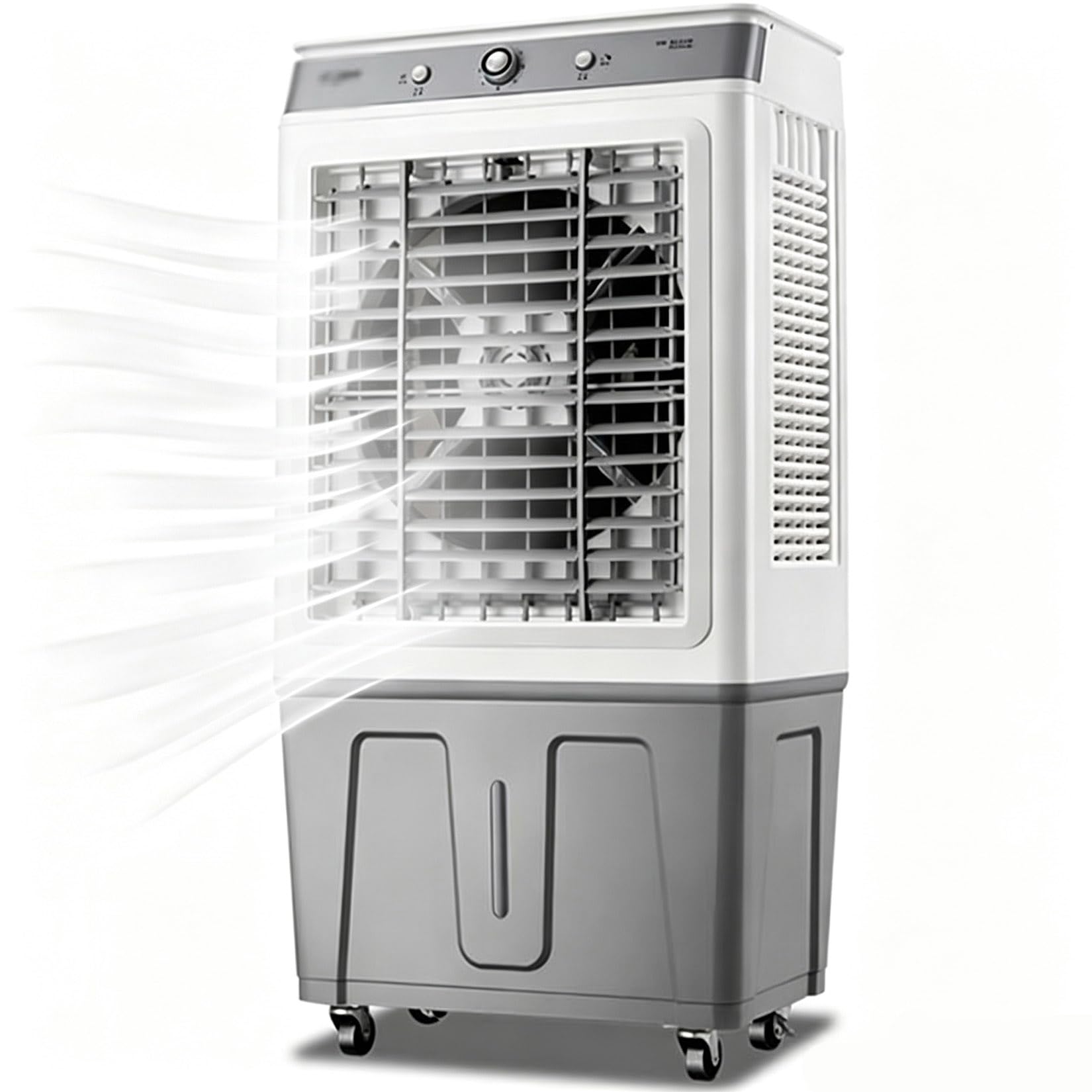 Enfriador de Aire Climatizador Evaporativo 3 En 1 Humidificador Ventilador Enfriador de Aire 40L 3 Velocidade Oscilación 120° 2 Cajas Hielo Aire Acondicionado Para Comercial Al Aire Libre 45*32.5*92cm