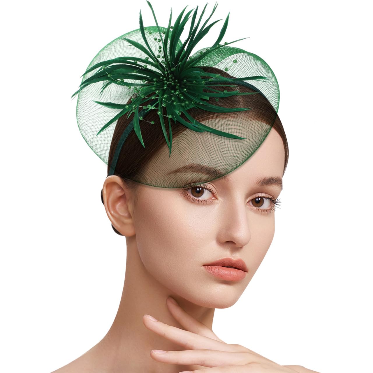 Barrette nœud plumes pour invitée de mariage et fêtes - 8
