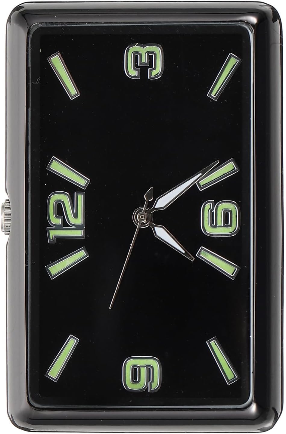 Car Dashboard Mini Clock Analog Square Fluorescent Black Dial Tiny Car Clock for Vehicle Interior Decoration