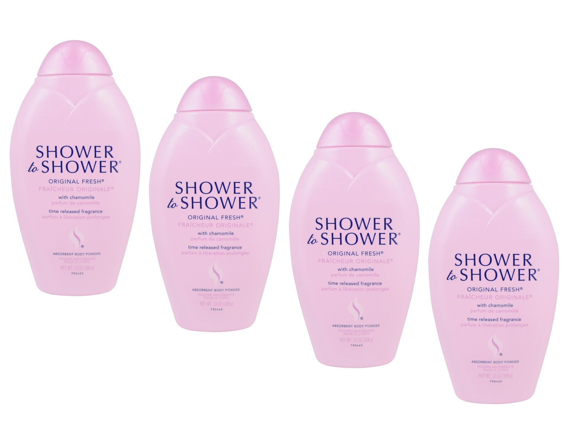 Shower to Shower Original Fresh Body Powder with Chamomile for Men & Women, Talc Free, Sweat Absorbing, Prevents Chafing & Odor, Deodorizing, 13 OZ (Pack of 4)
