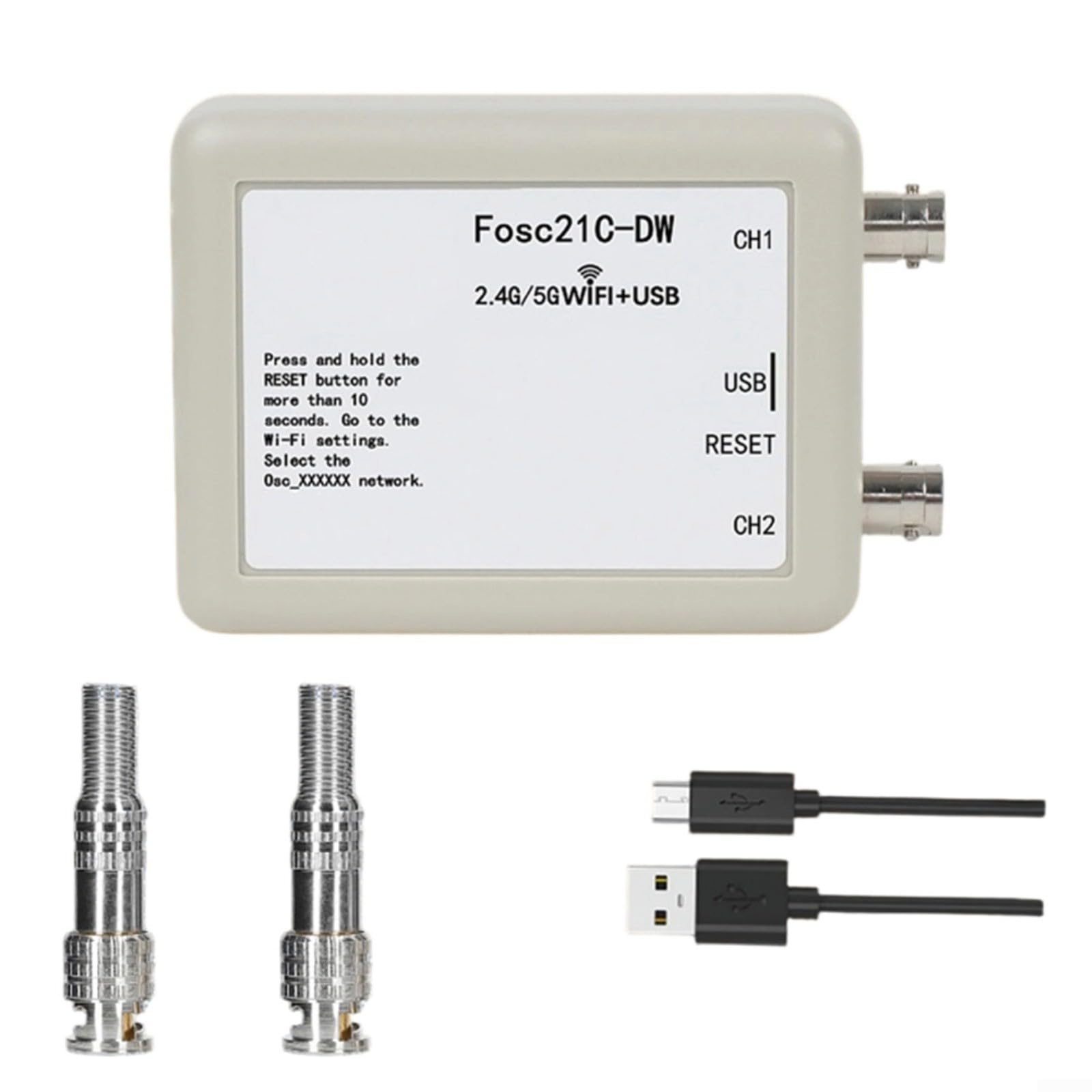 Fosc21C-DW - Osciloscopio de doble banda WiFi + USB de 2 canales, 250 KHz
