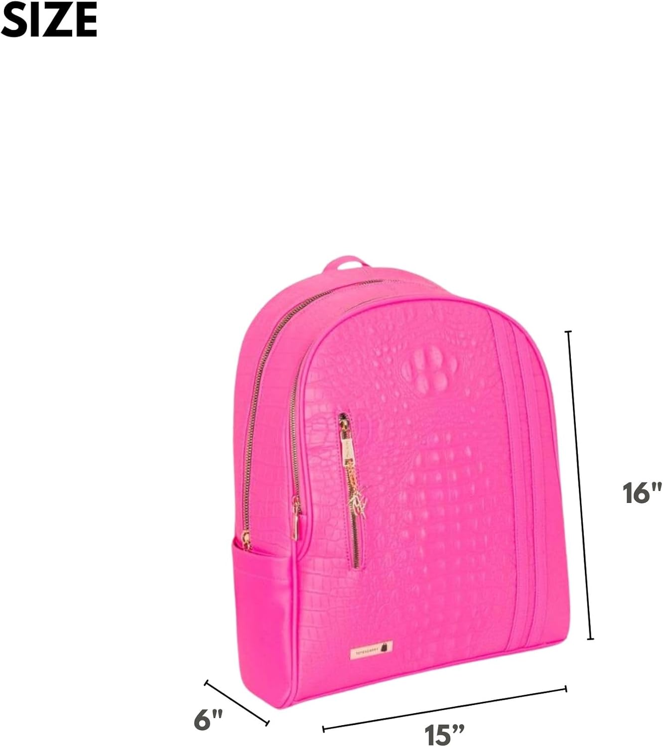 tote&carry apollo bff backpack for women, vegan leather, water-resistant, carry-on luggage for travel, work & daily use (crocodile skin, black) neon pink crocodile skin pattern