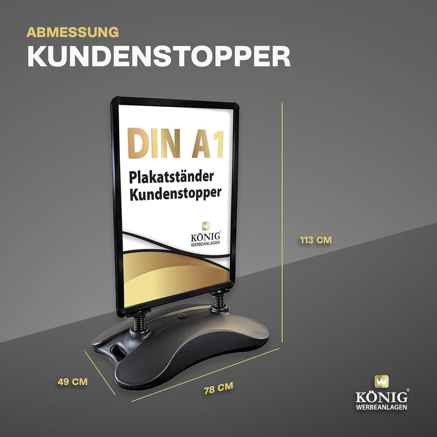Dreifke Kundenstopper Keitum Wind Line DIN A1 | beidseitig für 2 Plakate | stabiler Fuß für sicheren Stand bei Wind und Wetter | entspiegelte Schutzscheiben | Plakatständer Aufsteller (Schwarz)