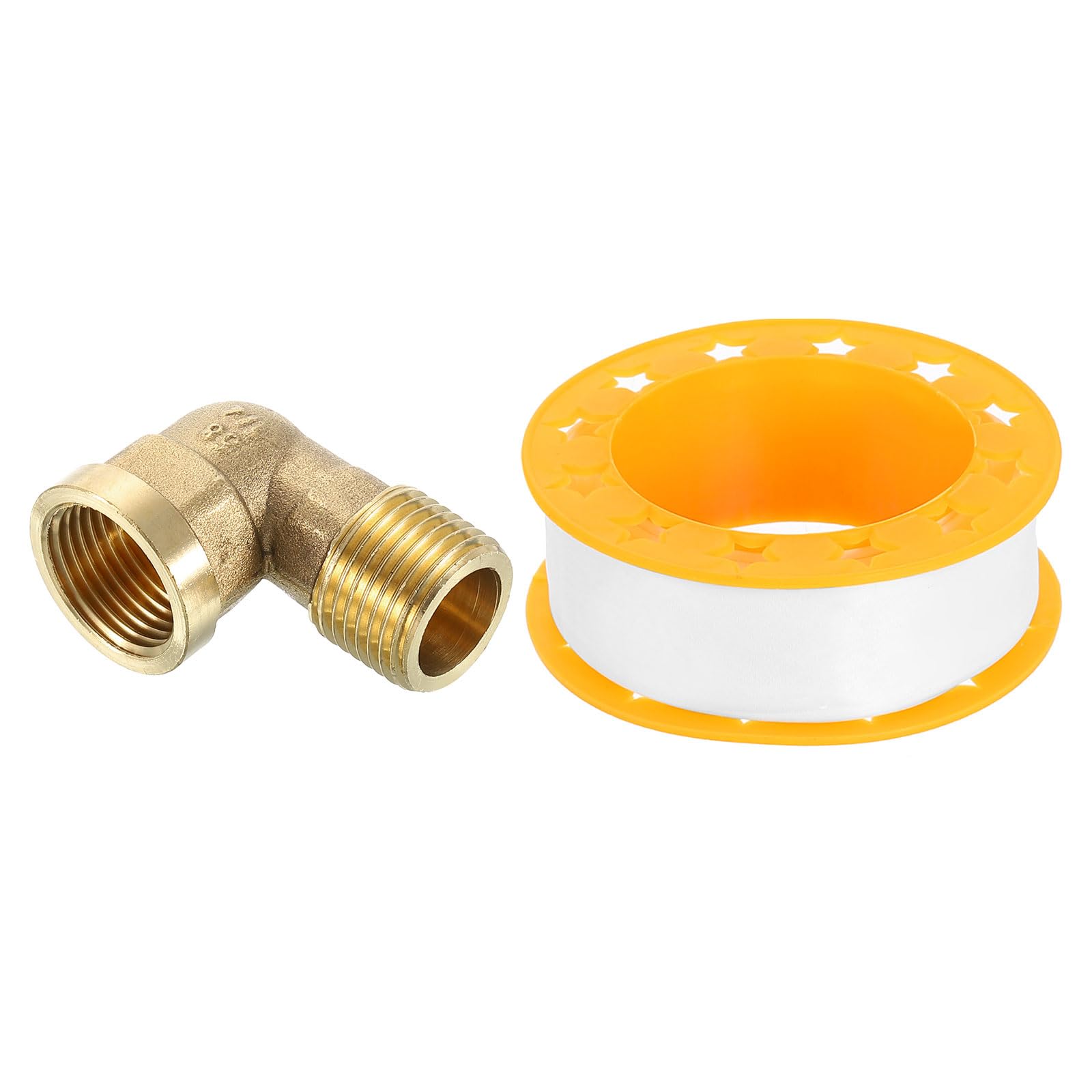 Produktbild von 2er Set Messing 90° Winkelverschraubung – 1/2 Zoll AG X 1/4 Zoll AG, Für Trinkwasser & Heizung, L-Form