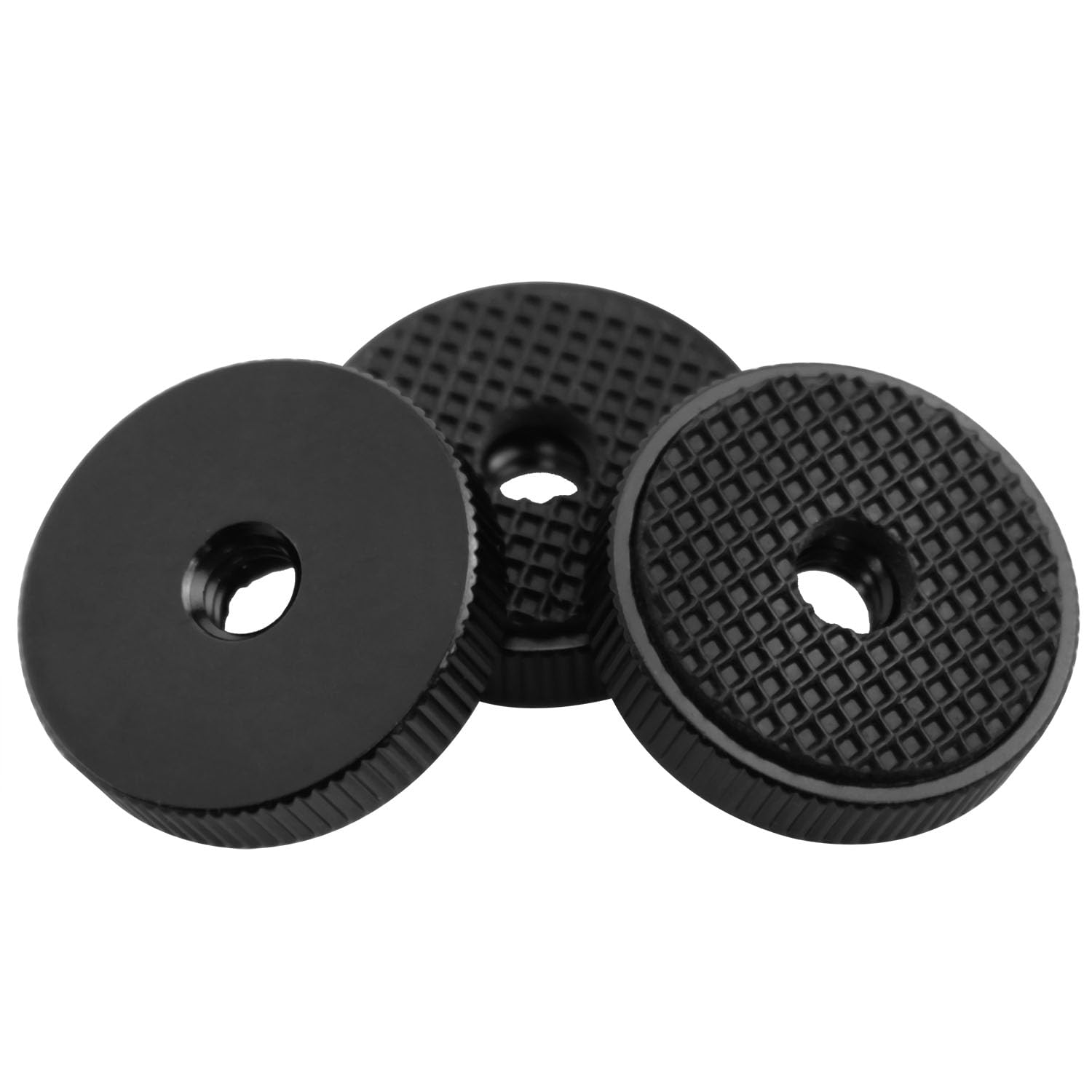 Flat Knurled Nut Knurled Thumb Nut 1/4 Aluminum Nut with Gasket 26mm/1 Inch Diameter for Cameras, Electronic Devices, Microphones and Other 5pcs (1.02inch)