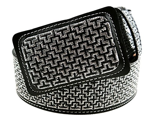 Mens Cowboy Belt Leather Color Silver Thread Cinto Charro Color Hilo Plata