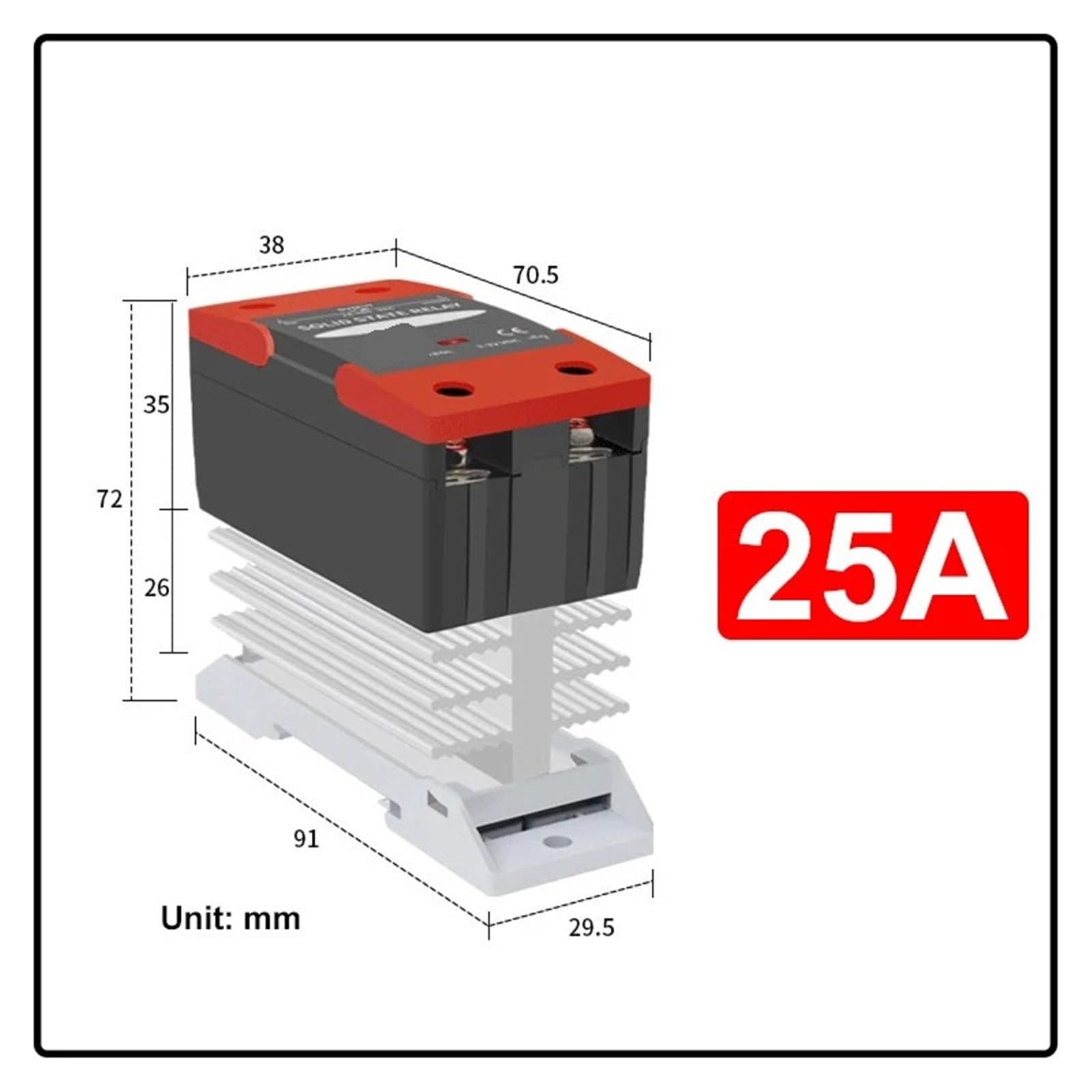 Relè a stato solido Din Rail con radiatore SSR 25DA 40DA 60DA Controllo CC CA monofase SSR DA 1 pz(DC-DC,25A)