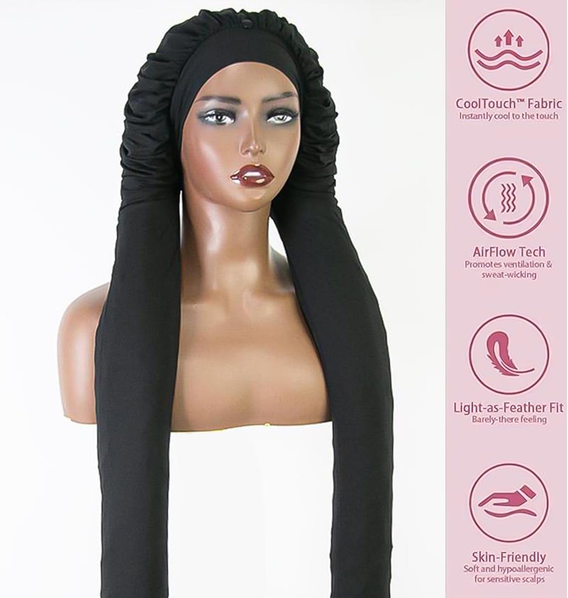 Bonnet for Braids, Braid Bonnets for Sleeping Women, Long Hair for Women, 2 in 1 Hair & Braids Protection