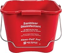 San Jamar Kleen-Pail Pro 6-Quart Red Sanitizer Bucket - Color-Coded Cleaning Pail for Kitchens, Restaurants & Janitorial Use
