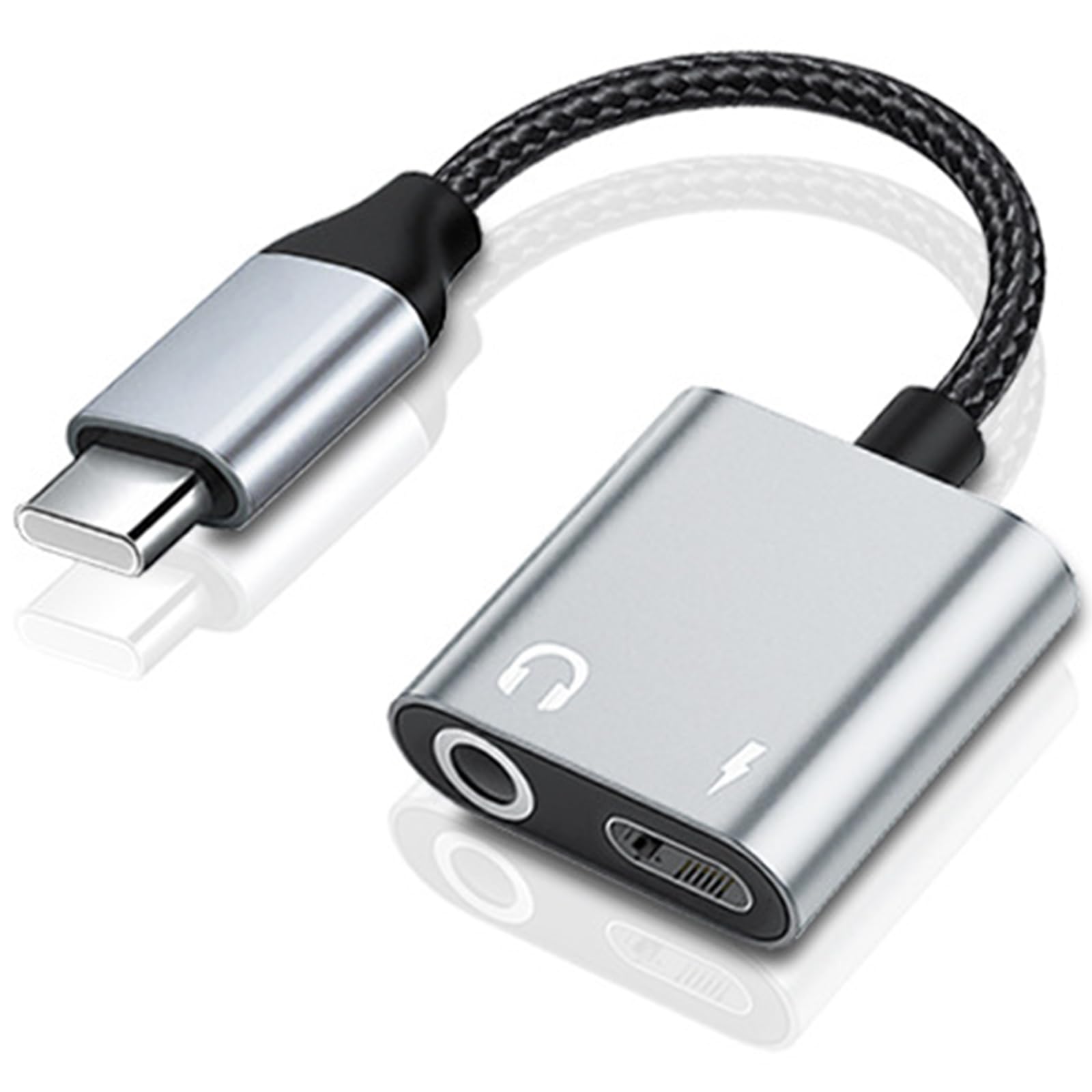 Aluminum to 3.5mm &amp; Adapter HiFi Sound &amp; Fast Charging for Phones Tablets Laptops Double Port USB C Headphone Port