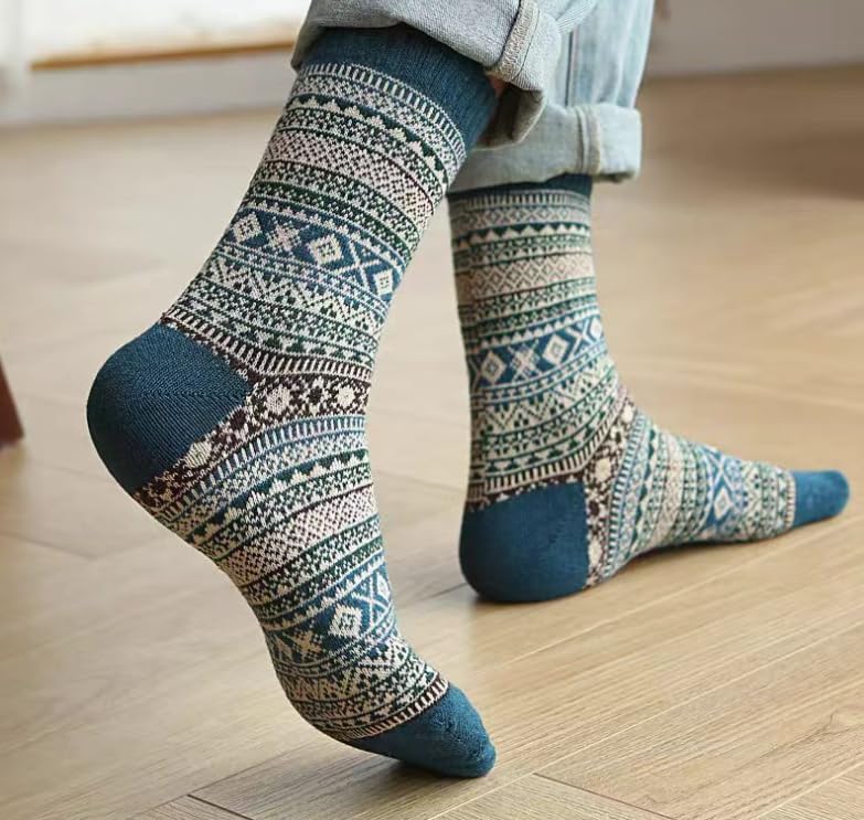 Calcetines de invierno, mezcla de lana y algodón de punto grueso, cómodos y suaves, estilo vintage, ropa deportiva casual para hombres y mujeres