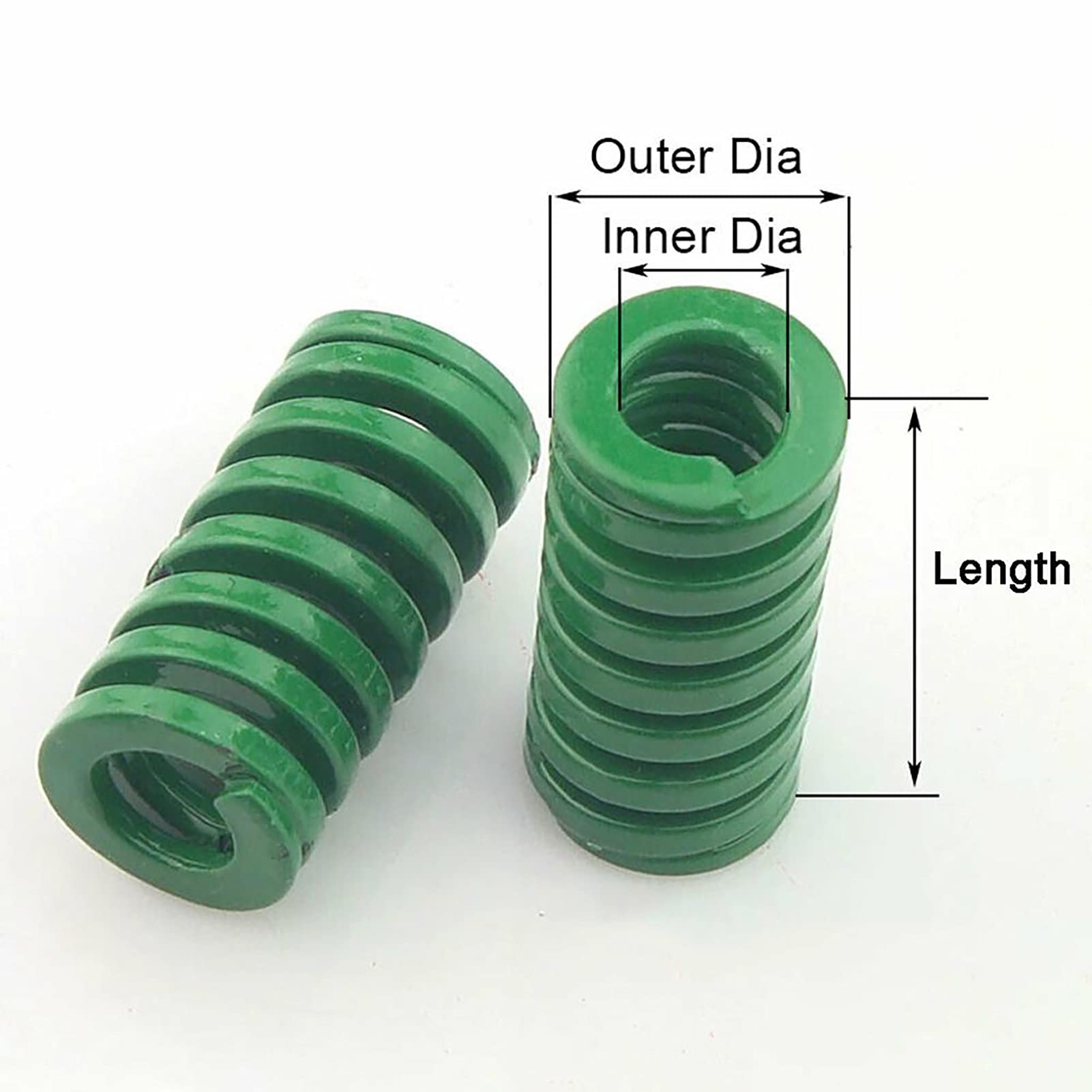 Coil Expansion 10 Pieces, Heavy Load Compression Mould Die Spring, 8mm OD, 4mm Inner Diameter, 20-100mm Long, Green Mould Springs, Loading Die Mold Spring Buffer Mechanical (Size : Green, Style : 10