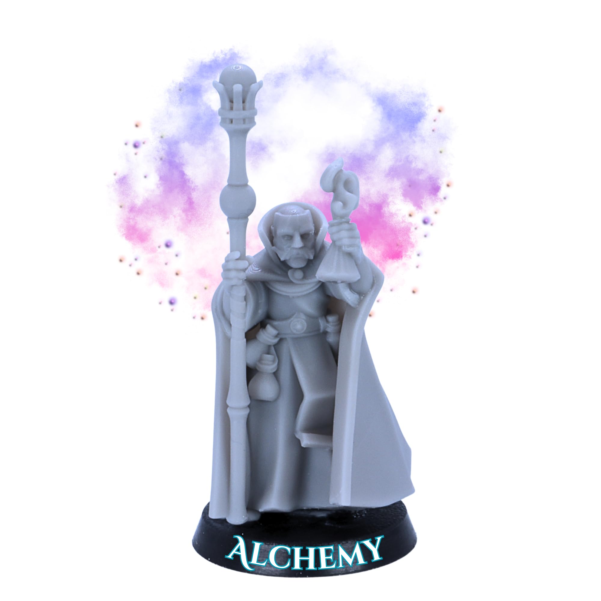 Battle Wizards and Mages Miniature Set โ 8 Fantasy Wizard Models or Singles | 32mm Scale | Magic Casters for RPG & Tabletop | Unpainted Resin by Highlands Miniatures | 25mm Bases (Mage of Alchemy) โ image 1